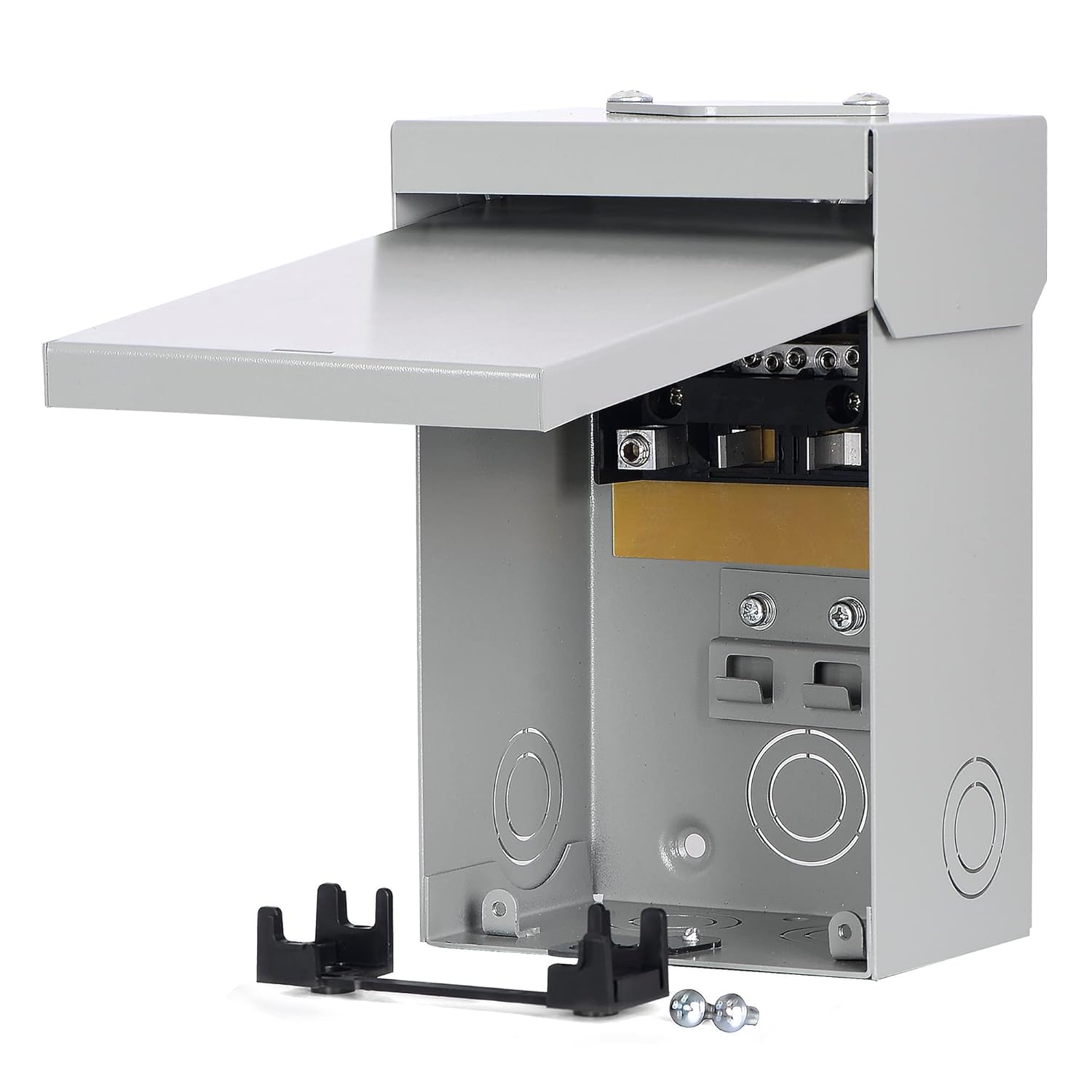 Caja de disyuntor monofásico de 60 amperios, 3 cables, neutro sólido, 2 espacios y 4 circuitos para exteriores (9.5 x 6 x 5 pulgadas)