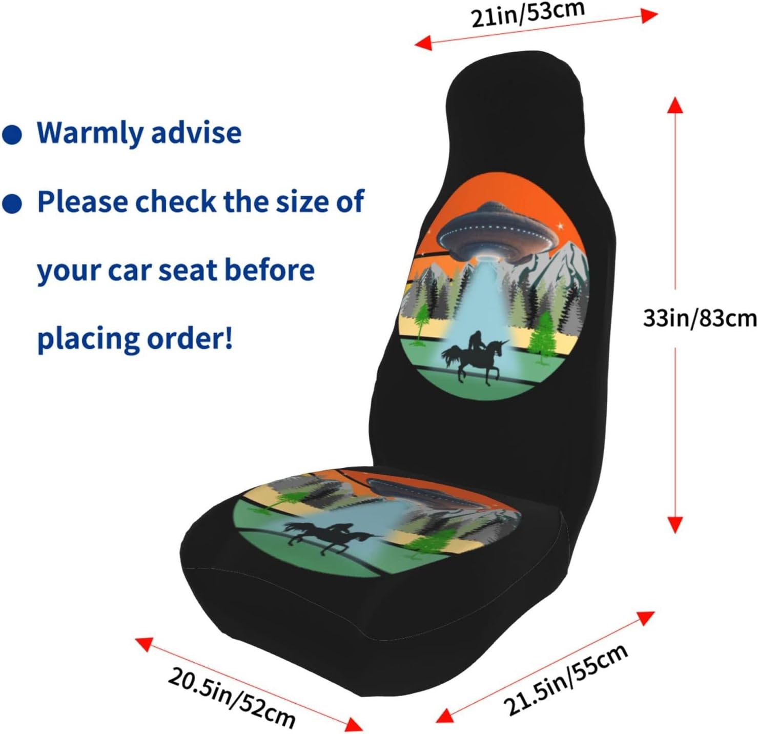 Alien Unicorn Sasquatch Bigfoot – Funda de asiento delantero de automóvil para hombres y mujeres, 2 piezas, fundas de asiento automotriz para