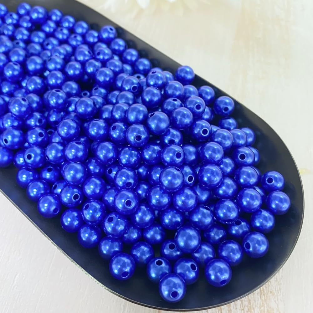 300 cuentas de perlas para manualidades de resina de 0.315 pulgadas para hacer joyas, cuentas redondas sueltas con agujero para collares, pulseras,