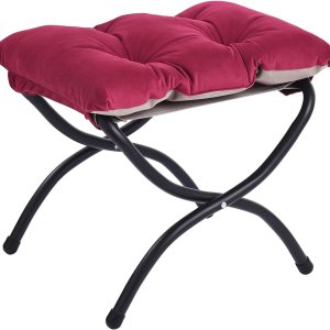 LITA Taburete reposapiés tapizado plegable, moderno y pequeño otomano portátil con cojín de algodón grueso desmontable acolchado con marco de metal LITA Taburete reposapiés tapizado plegable, moderno y pequeño otomano portátil con cojín de algodón grueso desmontable acolchado con marco de metal