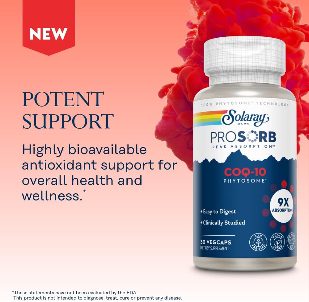 SOLARAY Fitosoma CoQ-10 – Absorción 9X CoQ10 200mg – Suplemento antioxidante fácil de digerir – Vegano y hecho sin soja – Garantía de 60 días – 30