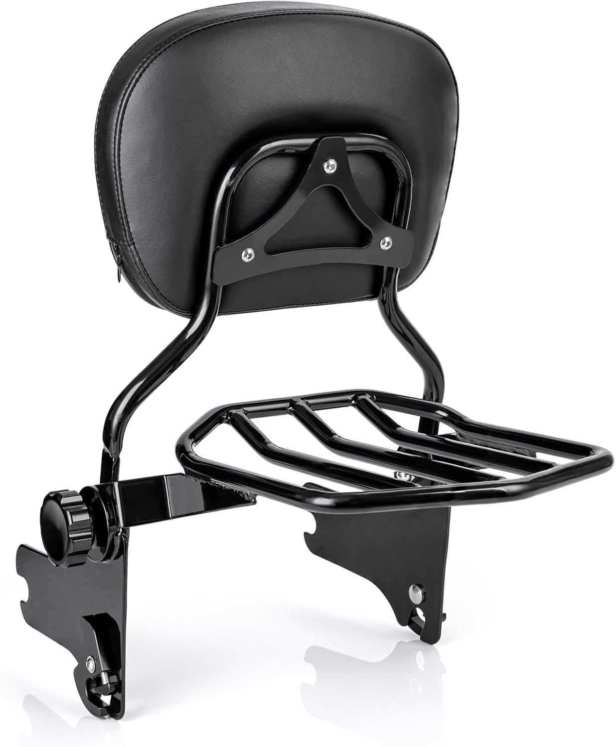 Respaldo de pasajero ajustable y desmontable con portaequipajes compatible con Harley Road King 1997-2008, Road Glide, Street Glide, Electra Glide,