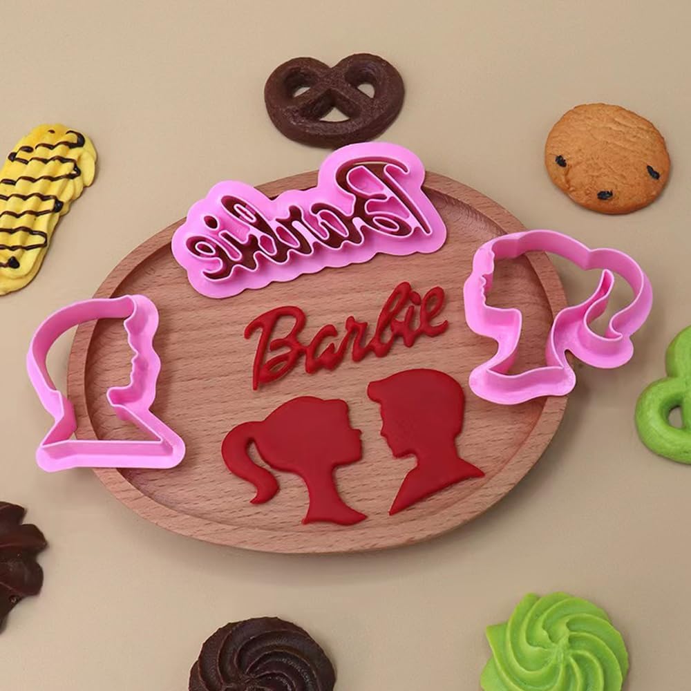 Cortador de galletas con cabeza de muñeca, pareja de muñecas, cortadores de galletas, plantilla de pastel de fondant, linda silueta de muñeca en 3D,