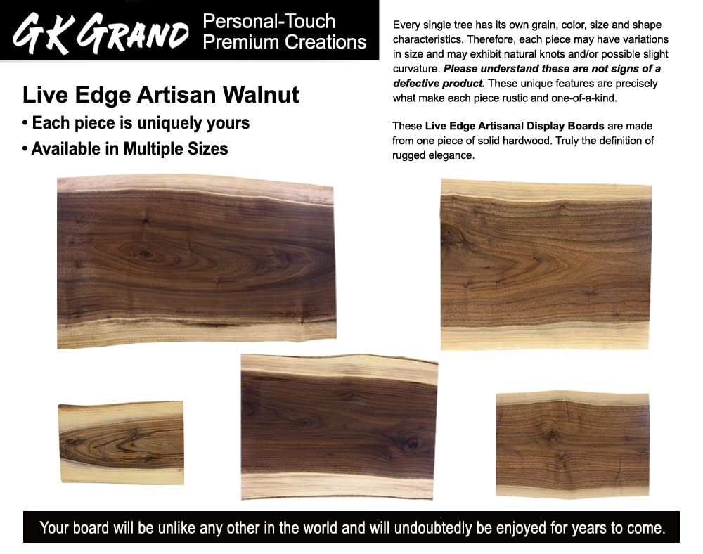 Personalized Cutting Board Wedding Gift Walnut Live Edge Artisan Rustic Display Unique Custom Engraved Anniversary Bride Groom Newlywed Couple