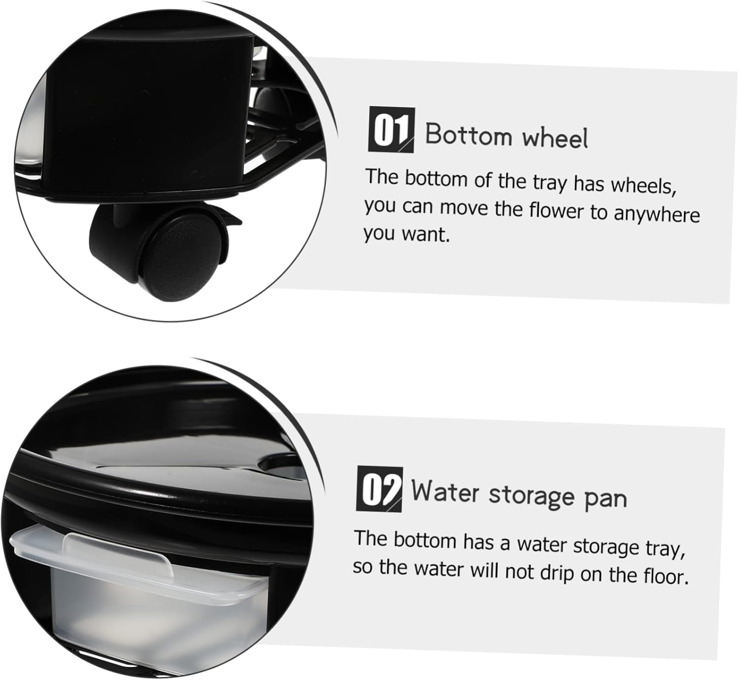 YARNOW 2 bandejas para macetas para plantas, macetas para plantas al aire libre, carros con ruedas, soporte para macetas resistente, estante rodante