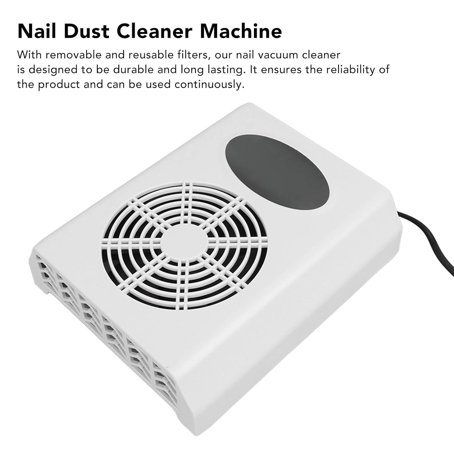 Colector de polvo de uñas de 80 W, aspirador de bajo ruido, filtros reutilizables, fuerte potencia de succión, máquina colectora de polvo de uñas