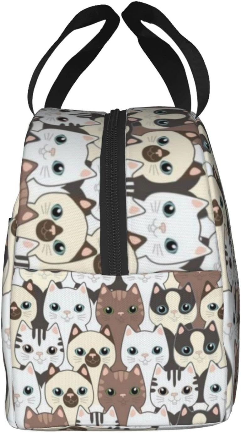 Giwawa Bolsa de almuerzo aislada con lindo gato, adorable gatito impreso en bolsa de almuerzo para mujeres, hombres, niños, niñas, escuela, oficina,