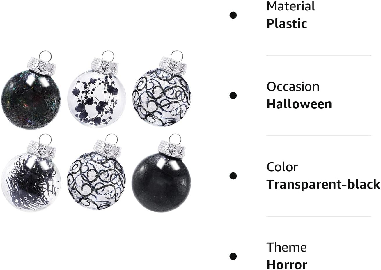 Lulu Home 30 adornos de bola de Navidad transparentes de 2 pulgadas, bolas transparentes preencordadas con decoraciones únicas en el interior, bolas