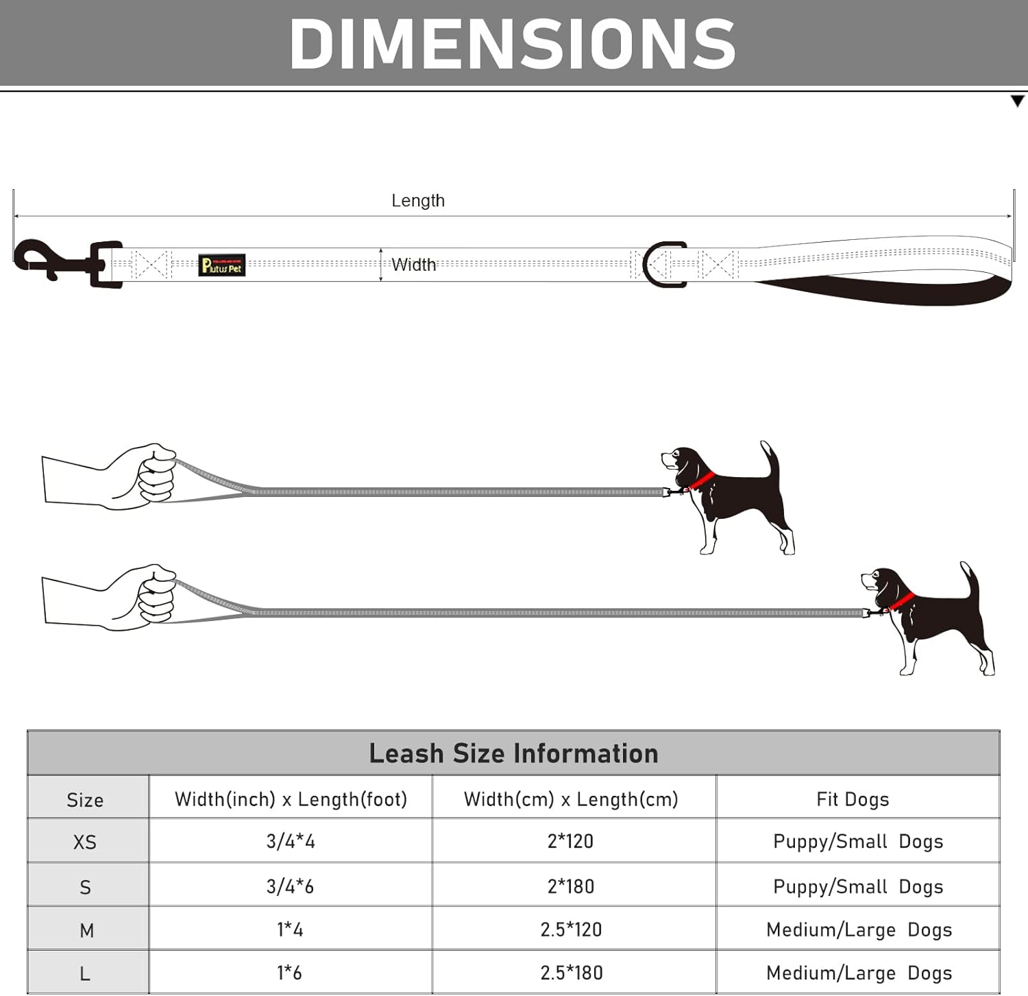 Plutus Pet Correa de nailon reflectante de doble cara para perro, mango acolchado suave para mayor comodidad, correa resistente de 6 pies, 5 pies, 4