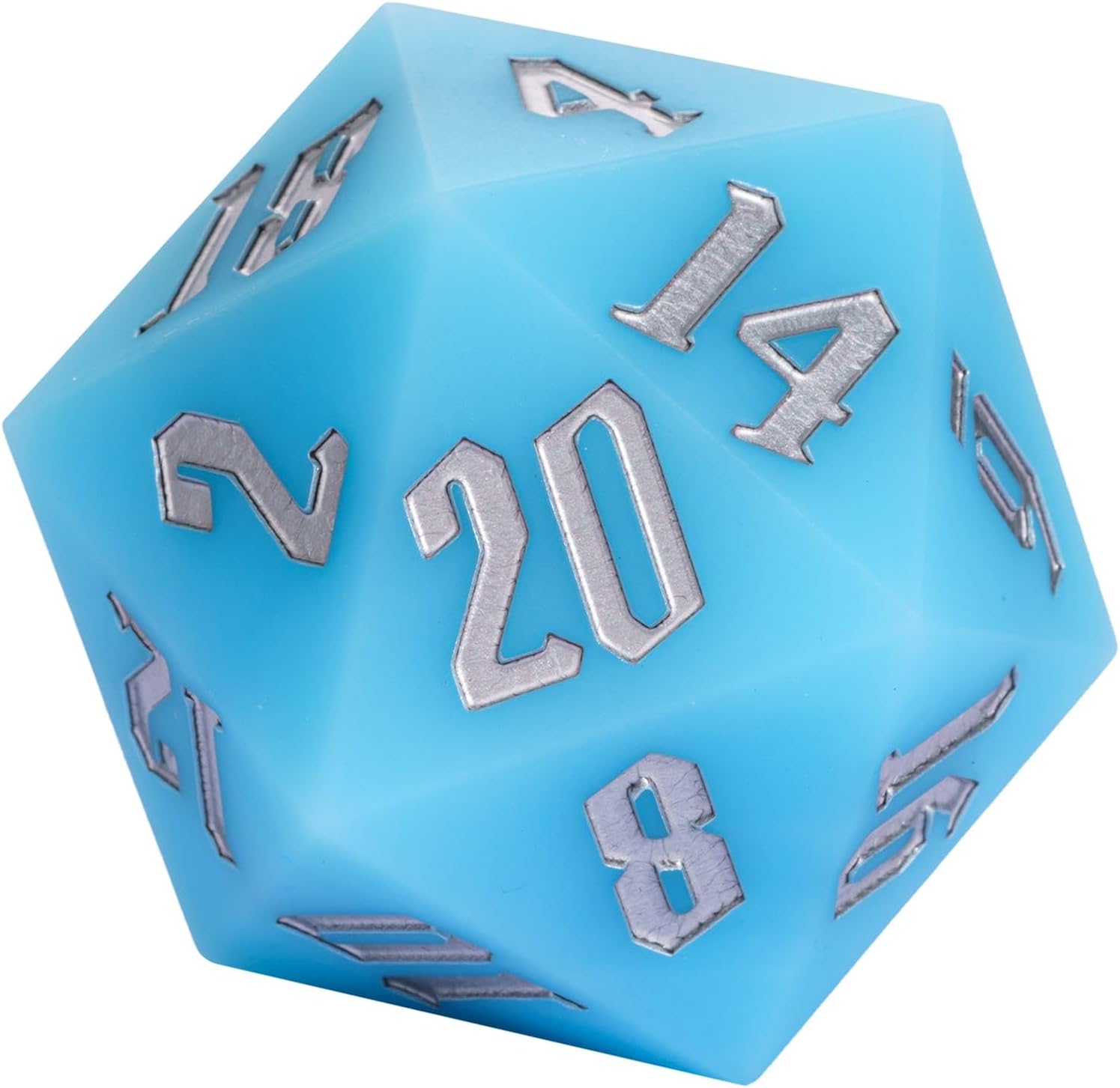 Dados D20 de silicona D20 de 2.165 in, grandes que brillan en la oscuridad D20 individuales de 20 caras, dados poliédricos gigantes D20 con caja de