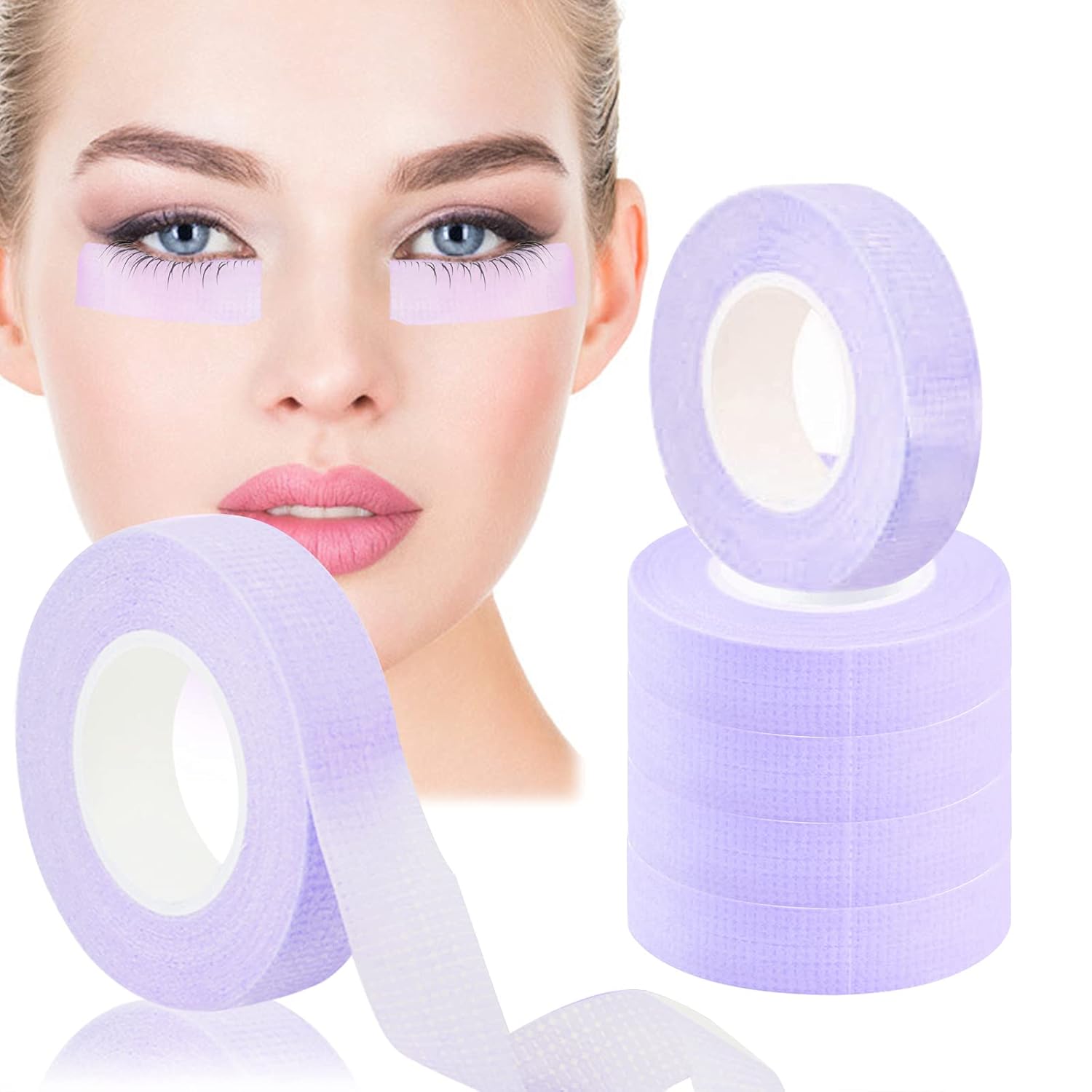 6 rollos de extensiones de pestañas debajo de los ojos, cinta EBANKU de tela transpirable, cinta adhesiva de microporos para pestañas, suministro de