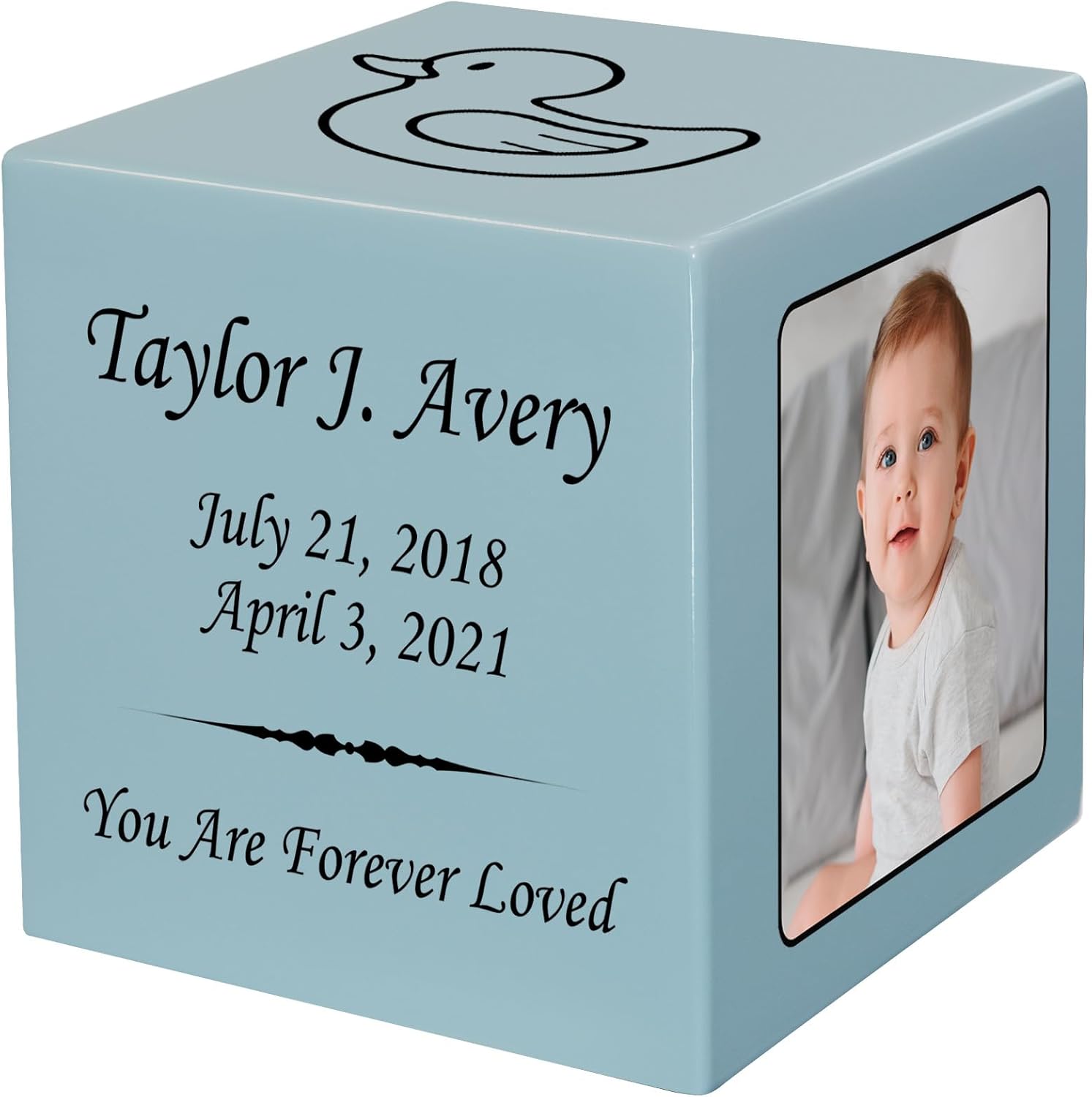 Stonewood – Urna de cremación fotográfica personalizada para cenizas infantiles, urna de cremación de madera compuesta para cenizas de niños,
