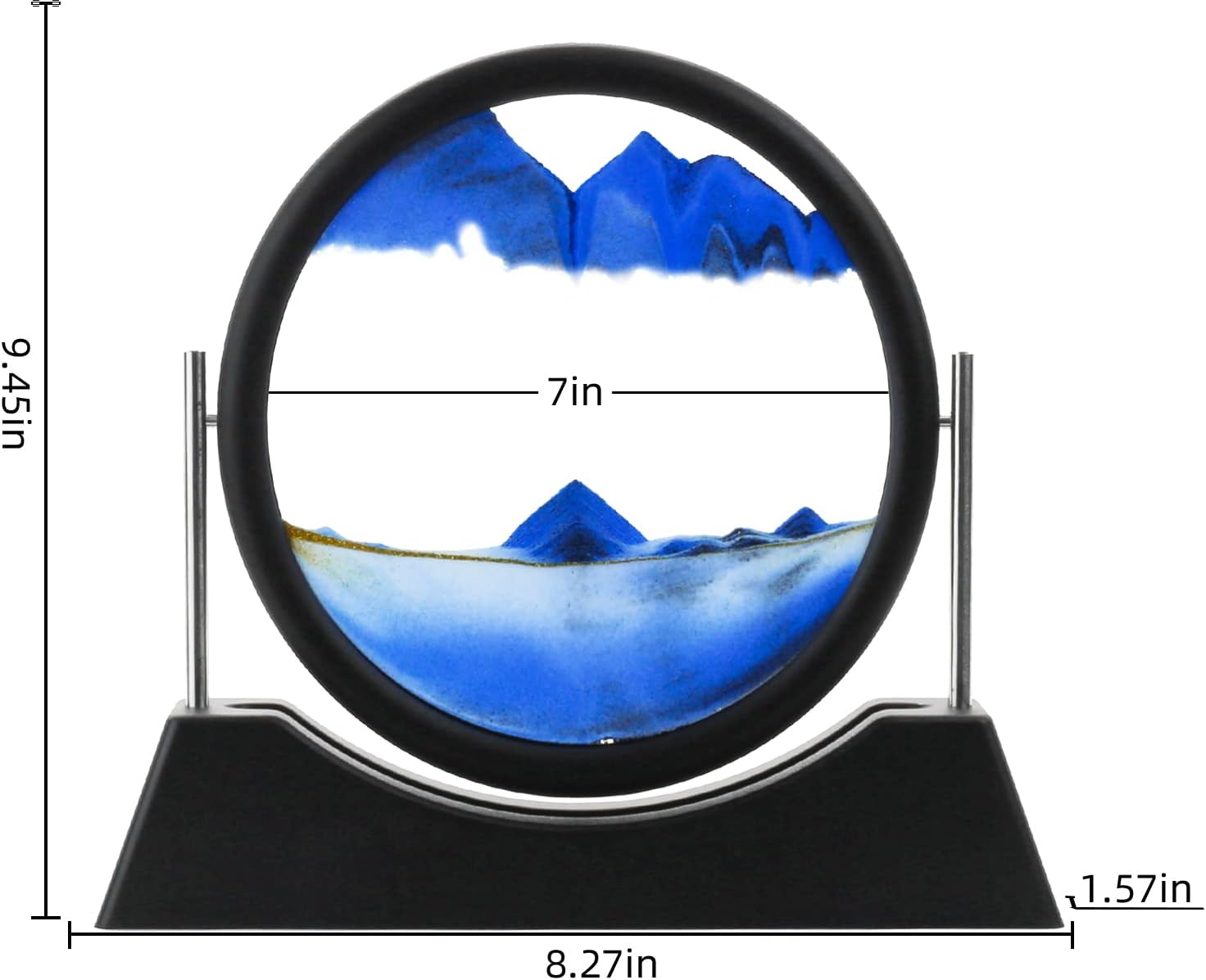 Liangding Moving Sand Art Liquid Motion,3D Flow Sand Painting Quicksand Decor,Stress Relief Moving Sand Art Picture with Round Glass for Office Home