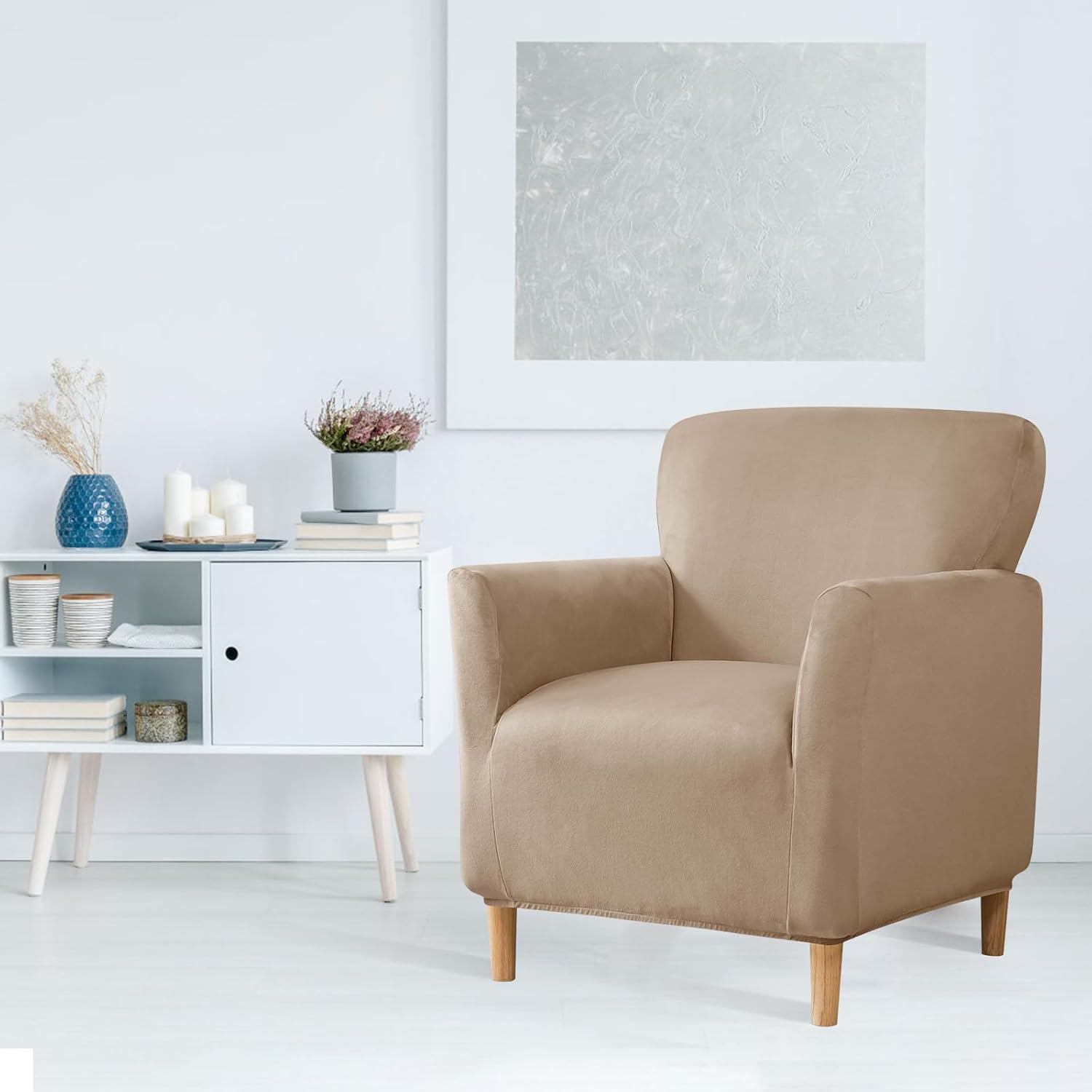MIFXIN Funda para sillón de banquete, funda elástica de terciopelo para sillón, 1 pieza de elastano, protector de muebles elástico para sofá de 1