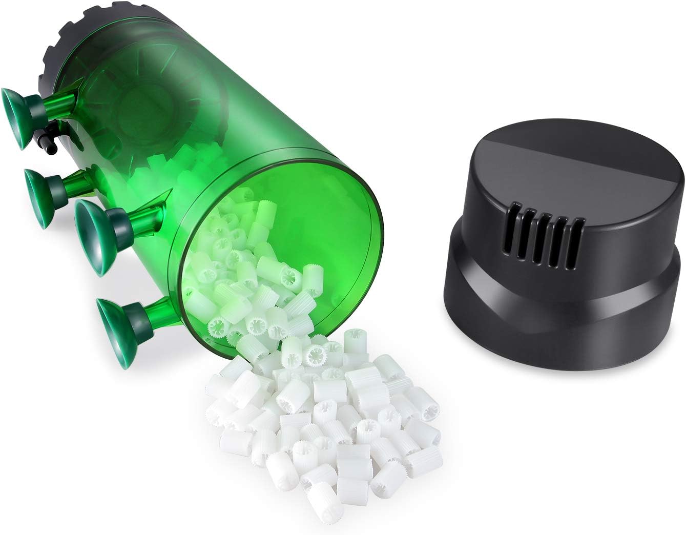 QANVEE Filtro de cama móvil fluidizado Burbuja Bio Media Reactor para acuario pecera con piedra de aire y filtro de esponja