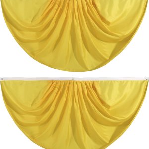 Bandera de abanico plisada de color sólido amarillo de 3 x 6 pies, 2 banderas de abanico plisadas en color amarillo puro para interiores y Bandera de abanico plisada de color sólido amarillo de 3 x 6 pies, 2 banderas de abanico plisadas en color amarillo puro para interiores y
