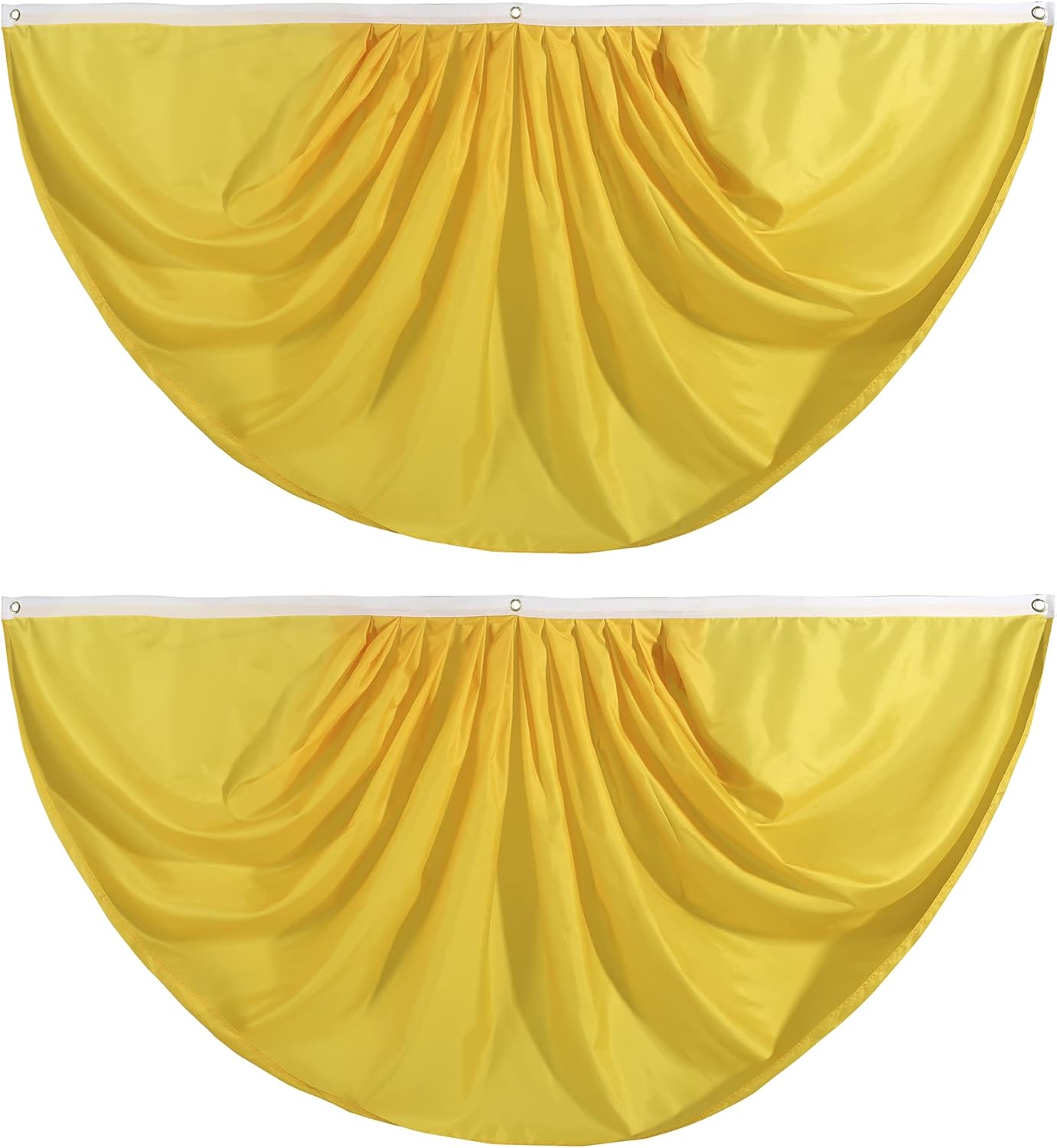 Bandera de abanico plisada de color sólido amarillo de 3 x 6 pies, 2 banderas de abanico plisadas en color amarillo puro para interiores y
