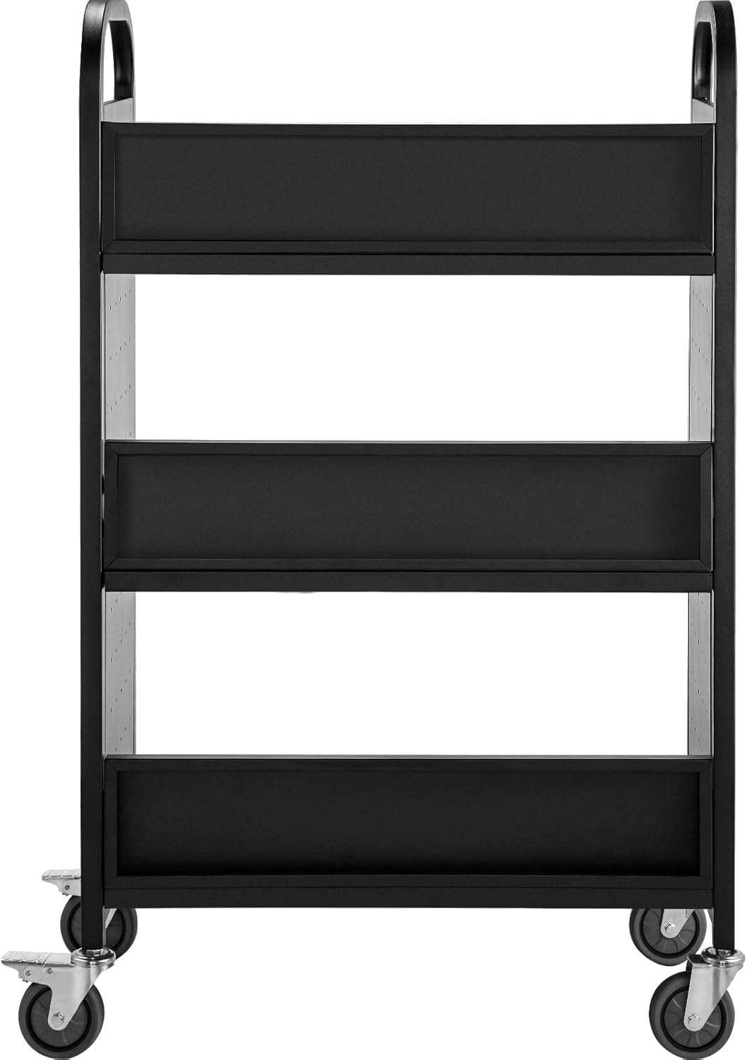 VEVOR Carrito de libros, carrito de biblioteca de 200 libras, carrito de libros rodante de 30 x 14 x 45 pulgadas, estantes inclinados en forma de V