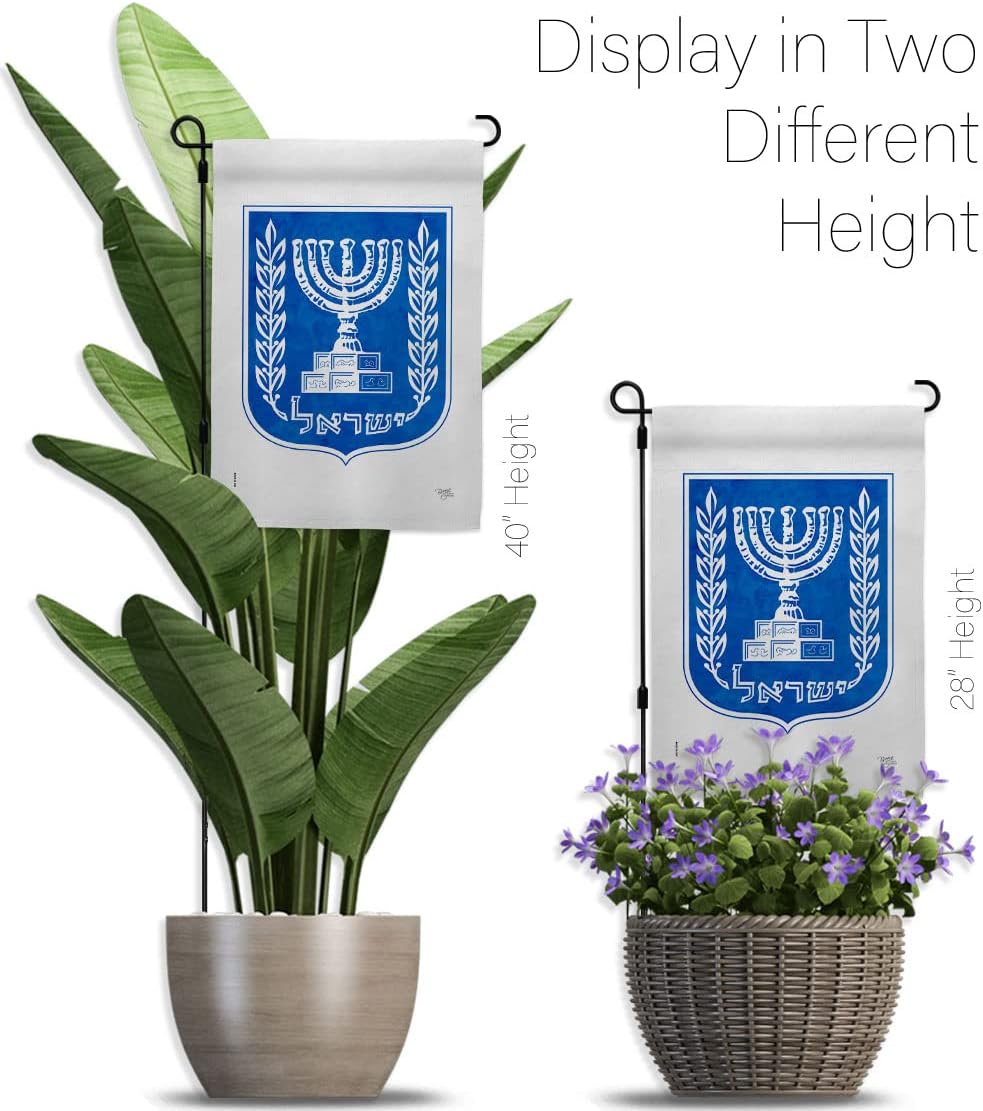 Breeze Decor Emblema Israel Bandera de Israel – Juego de asta de bandera israelí para el hogar, letrero para patio, soporte de tumba, mástil de