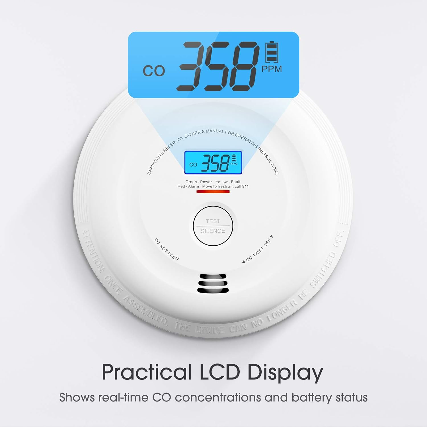 X-Sense Detector de humo y monóxido de carbono con batería de 10 años con pantalla LCD, alarma de humo y CO con sensor doble, cumple con las normas