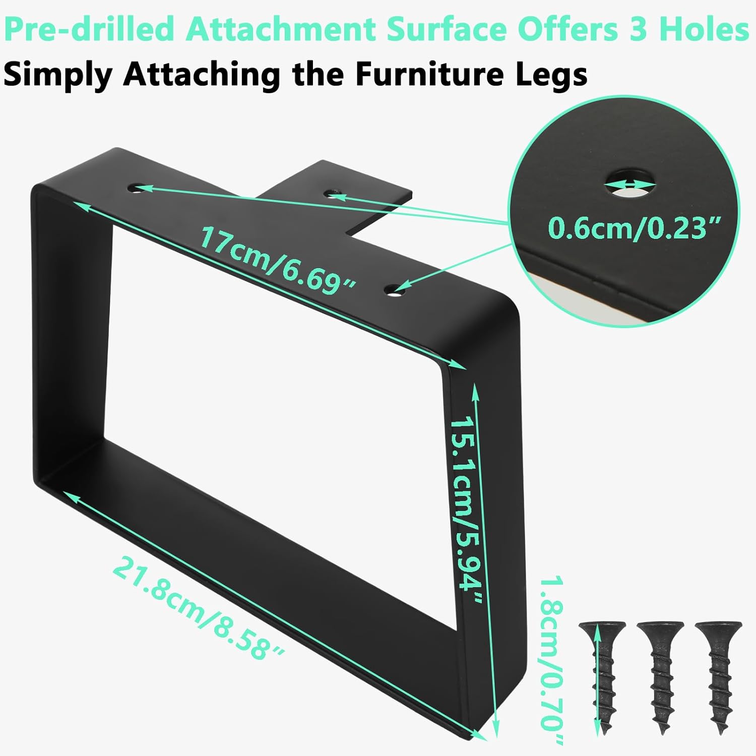 2 patas trapezoidales de metal de 6 pulgadas, patas negras para muebles, patas de mesa Fuirnture para armarios de TV de bricolaje, banco, mesitas de