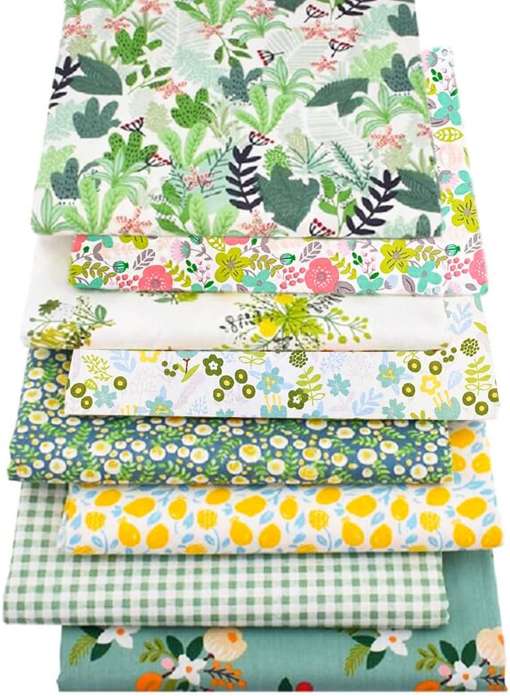 Fat Quarters – Paquete de 8 piezas de 100% algodón de 20 x 20 pulgadas (19.7 x 19.7 in), precortadas, para bricolaje, patchwork, costura, acolchado,