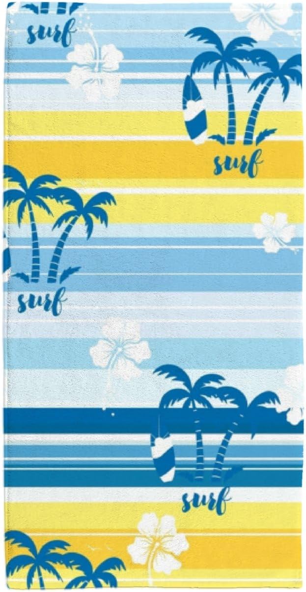 Hand Towels Face Towels Set of 2 Summer Mood Windsurf Plam Trees Soft Comfortable Polyester Microfiber Fast Water Absorbent Towels for Bathroom