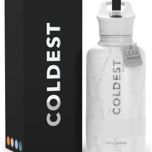 Coldest Botella de agua deportiva (tapa con pajilla) a prueba de fugas de acero inoxidable con aislamiento al vacío para bebida fría o caliente, Coldest Botella de agua deportiva (tapa con pajilla) a prueba de fugas de acero inoxidable con aislamiento al vacío para bebida fría o caliente,