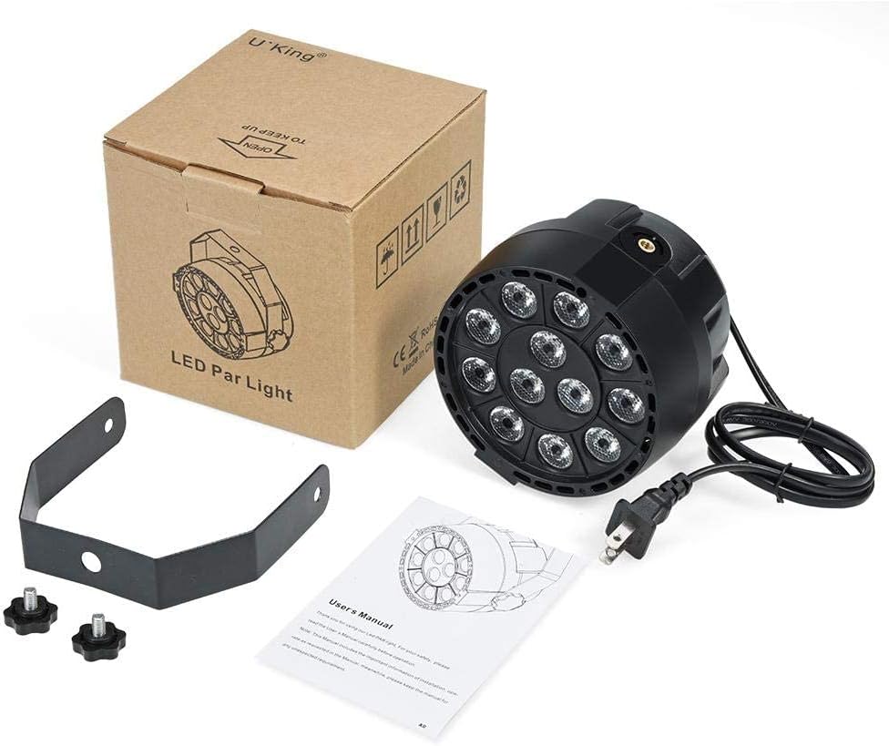 Acouto Luz LED par con soporte de montaje 5.118 * 5.118 * 5.118 in5.12 * 5.12 * 5.12 pulgadas 12 luces LED de escenario con RGBW Color DMX