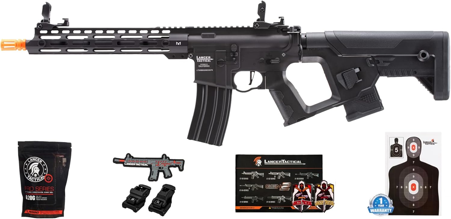 Lancer Tactical Gen 2 Proline Enforcer Blackbird M4 Full Metal Airsoft Rifle wTwo Magazines (ETU & Mosfet Included)