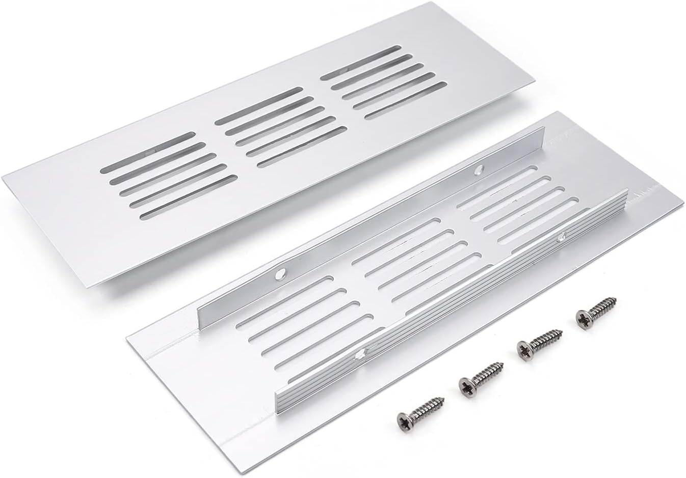 Rejilla de ventilación cuadrada de aleación de aluminio de 5.906in x 1.969in (largo x ancho) para paredes y techos, armarios HVAC, 4 unidades