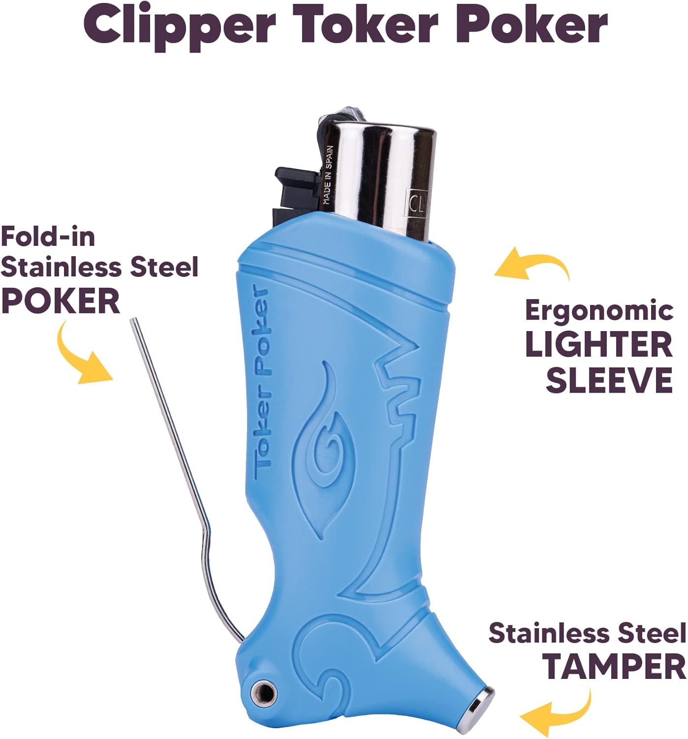 Clipper Lighter Sleeve Multi Herramienta – Negro, Herramienta Todo Incluido para Camping y Otros – por Toker Poker