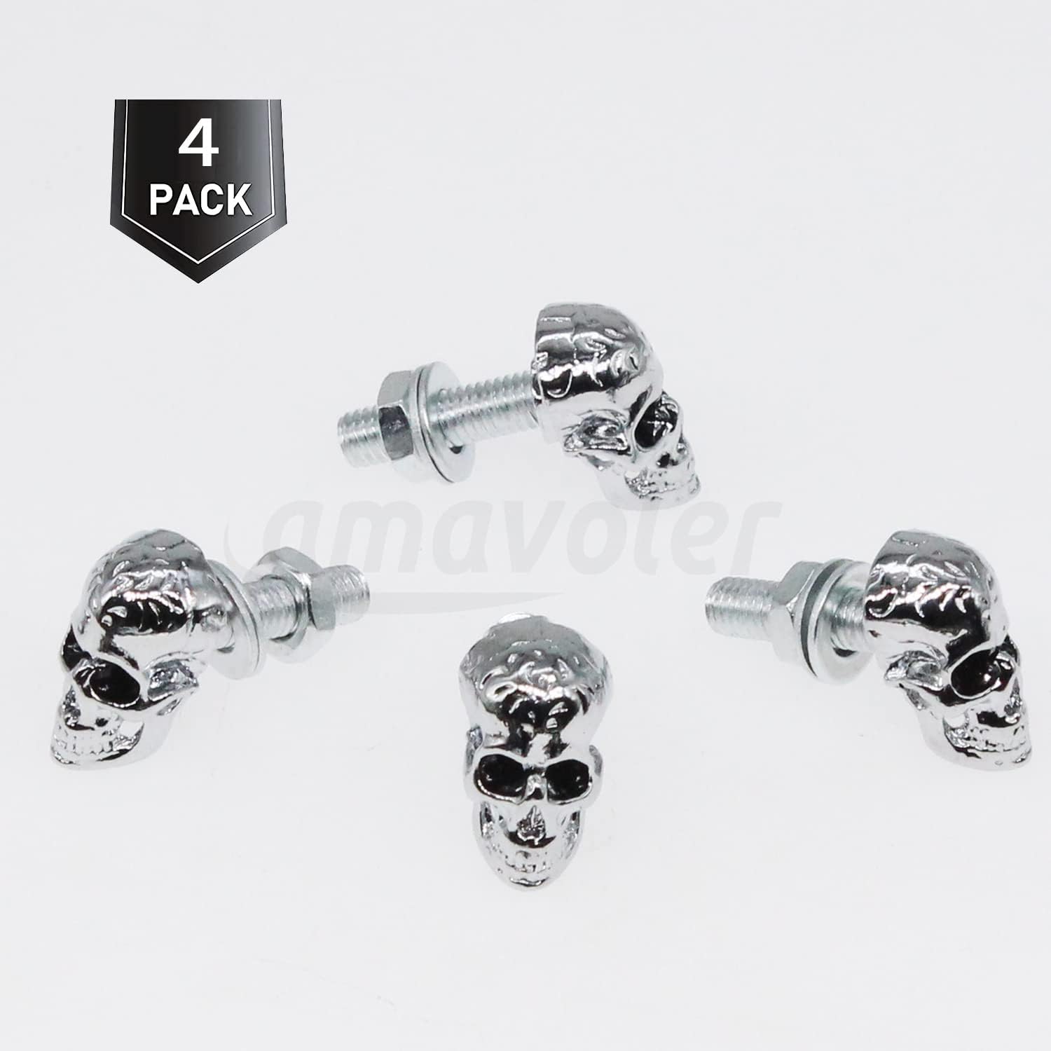 Tornillos de matrícula, 4 piezas universales de acero inoxidable estilo calavera, kit de tornillos para placa de matrícula para motocicleta,