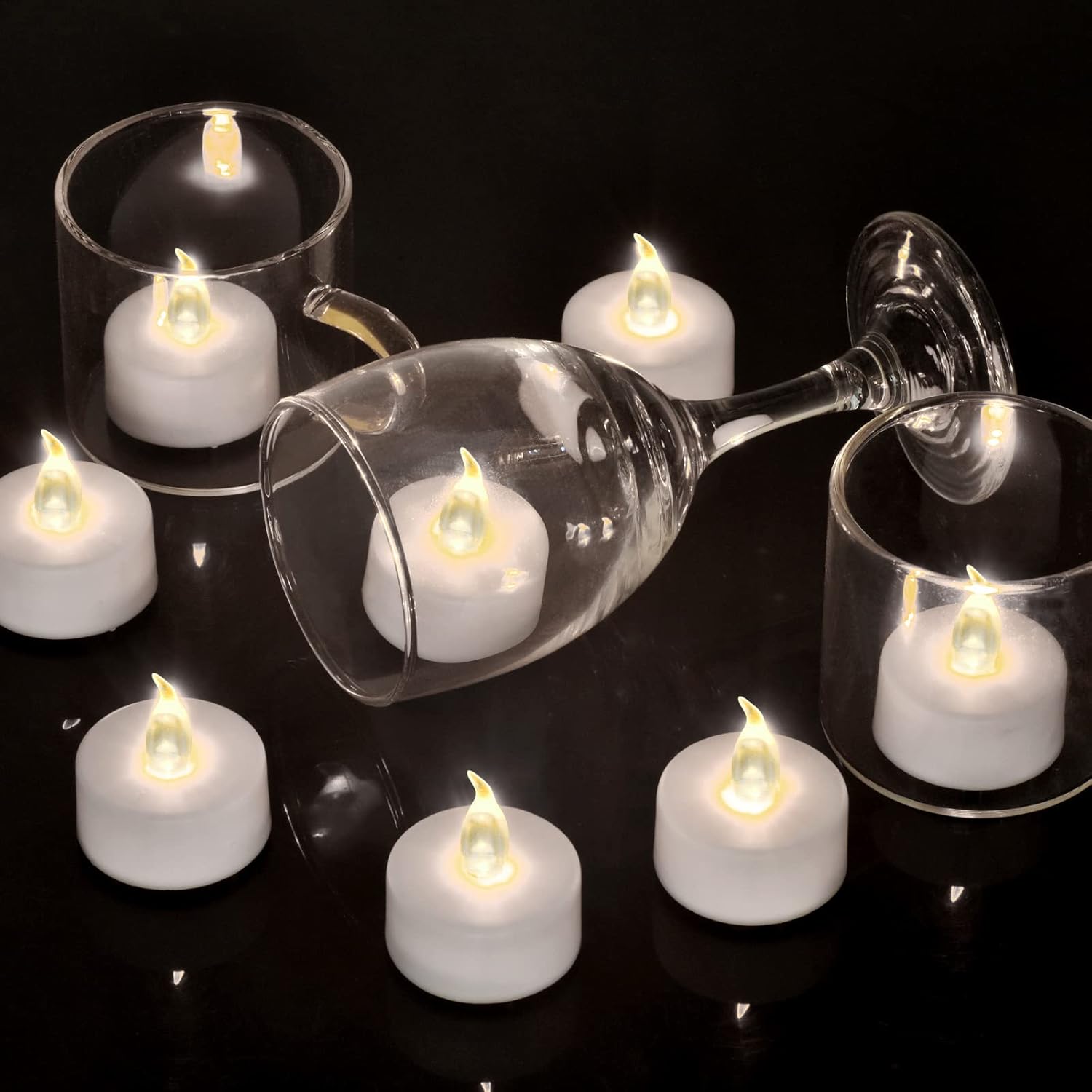 Vela de té, paquete de 100 velas LED sin llama, parpadeantes, color rojo, más de 200 horas, velas de té alimentadas por batería. Ideal para fiestas,