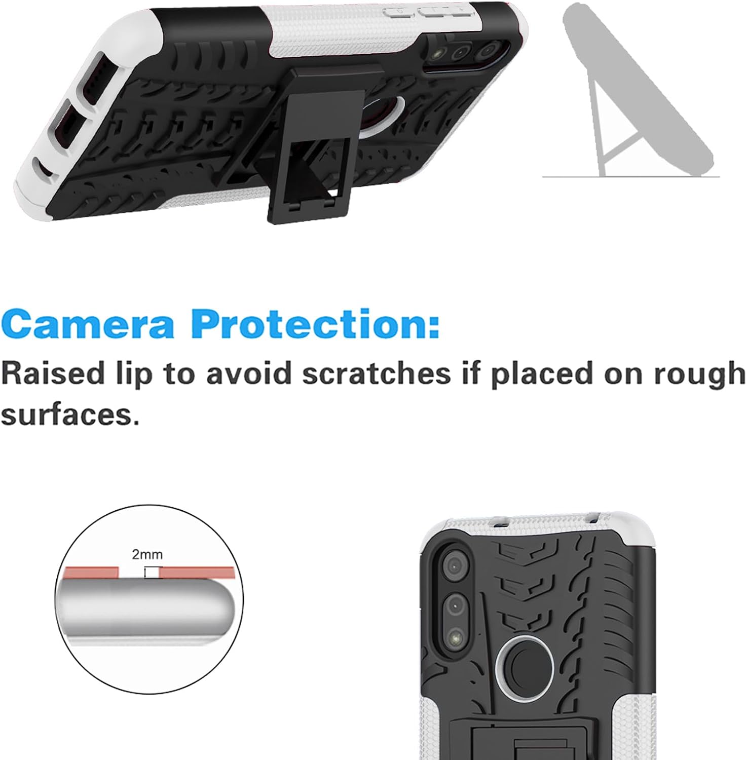 Asuwish Funda de teléfono para Moto E 2020 Motorola E7 con protector de pantalla y soporte delgado, híbrida, resistente, funda protectora para