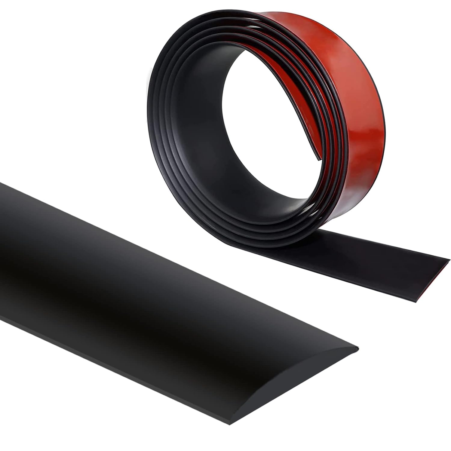 Gangdise Tira de transición de piso negra autoadhesiva para cubierta de suelo, carpeta de costuras de 3.28 pies, barra de puerta de vinilo para