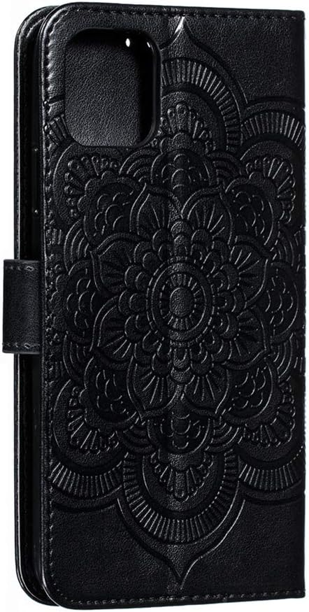LEECOCO – Funda para iPhone 11 Pro Max en relieve de piel sintética de lujo con tapa para cuaderno, estilo libro, soporte magnético, ranura para
