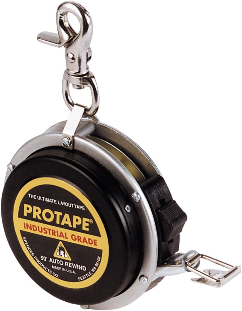 ProTape – Cinta métrica de rebobinado automático de 38 pulgadas x 50 pies con hoja recubierta de nailon 45622 (950B) 8th & 8th by US Tape