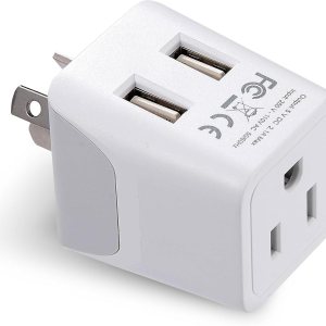 Adaptador de viaje Ceptics, de EE.UU. a Japón, Filipinas, con doble USB, tipo A, ultra compacto Type I – Australia, China Adaptador de viaje Ceptics, de EE.UU. a Japón, Filipinas, con doble USB, tipo A, ultra compacto Type I – Australia, China