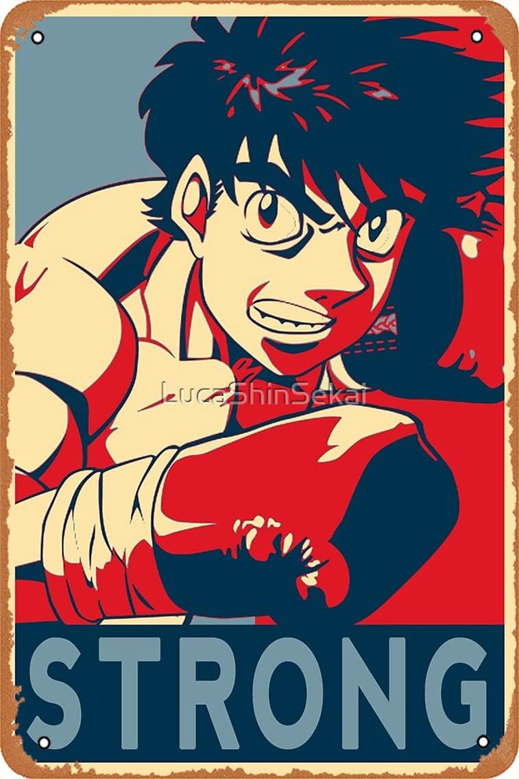 Ippo Makunouchi Strong Hajime no Ippo – Cartel de metal de hojalata vintage de 8 x 12 pulgadas
