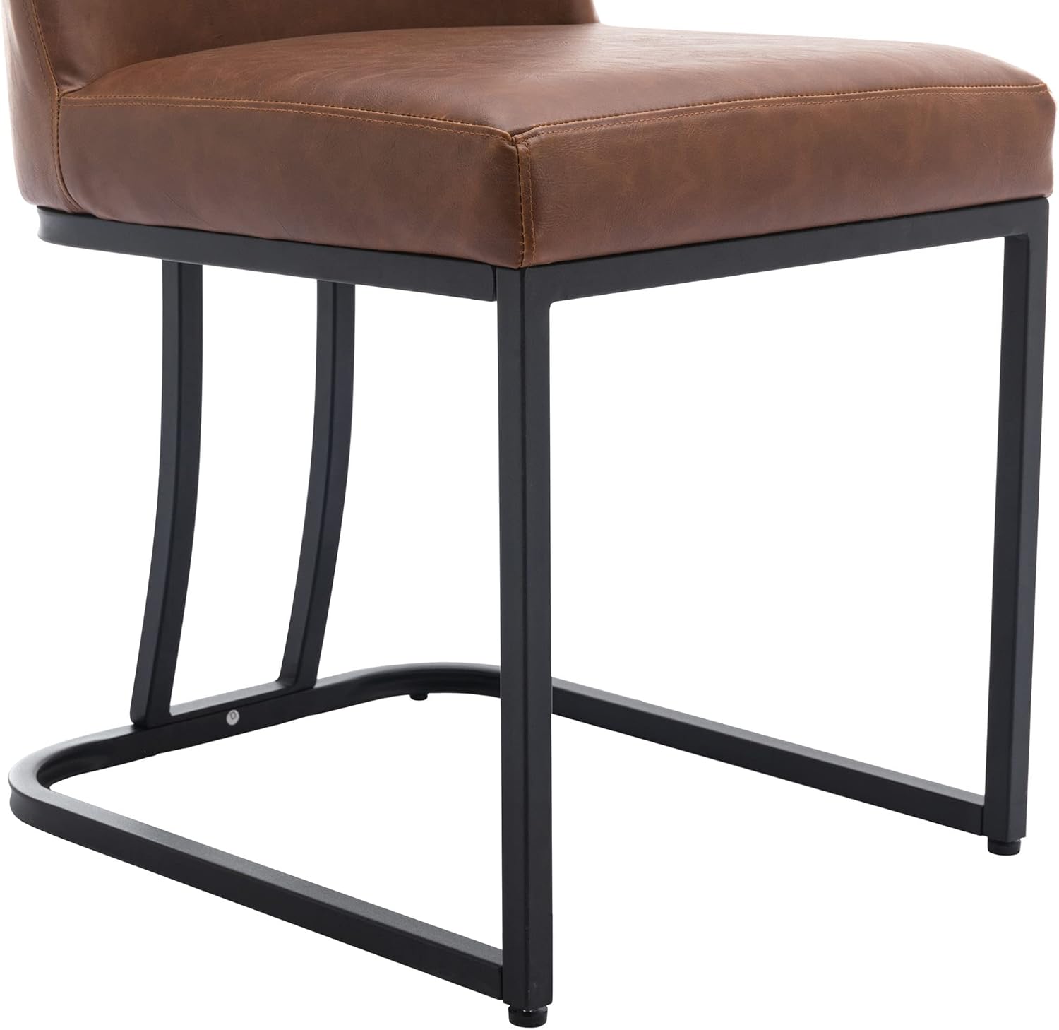 VESCASA Sillas de comedor tapizadas de piel sintética con respaldo, sillas modernas de mediados de siglo con marco de metal negro para comedor,