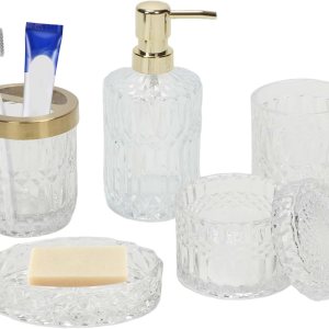 Juego completo de 5 accesorios de baño blancos, soporte para cepillo de dientes, vaso, dispensador de loción, jabonera, frascos de hisopos de Juego completo de 5 accesorios de baño blancos, soporte para cepillo de dientes, vaso, dispensador de loción, jabonera, frascos de hisopos de