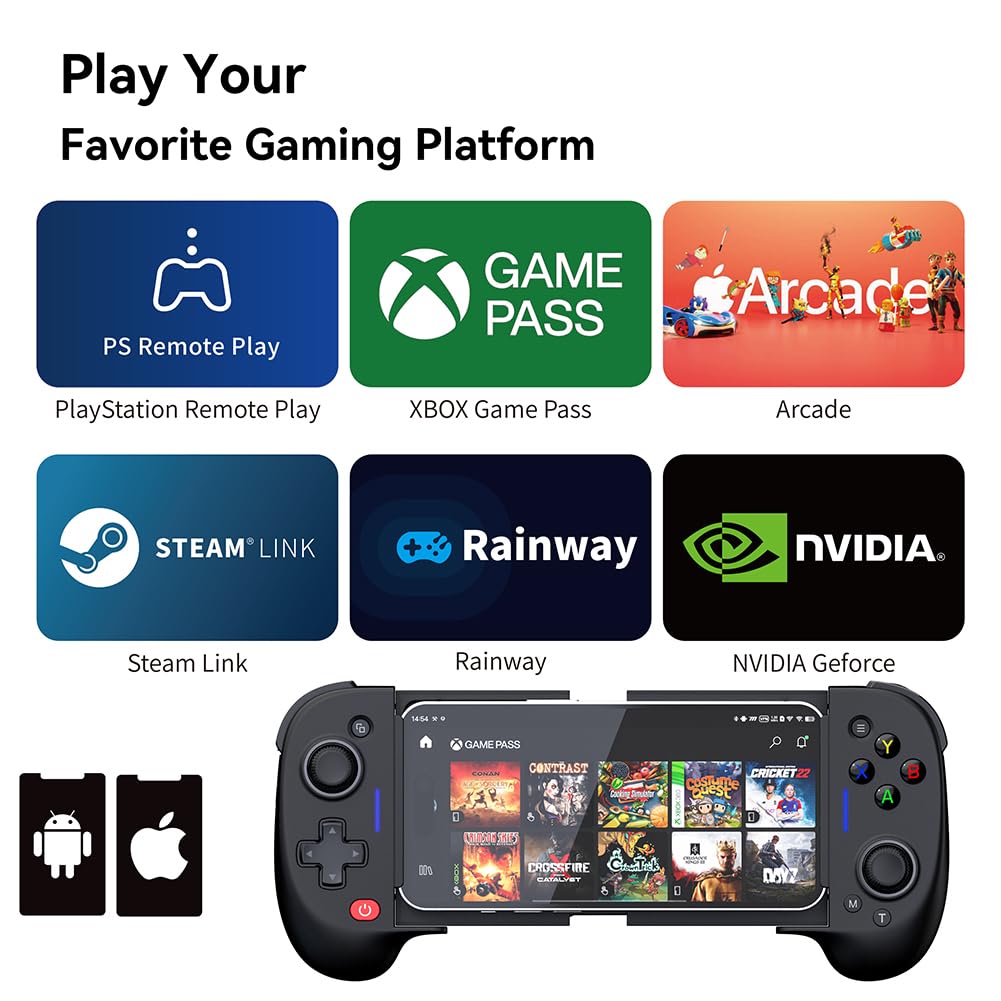 ShanWan Mobile Game Controller for iphone and Android with Upgrade Design PHONE CASE Support Phone Game Controller – PS Remote Play, Xbox Cloud,