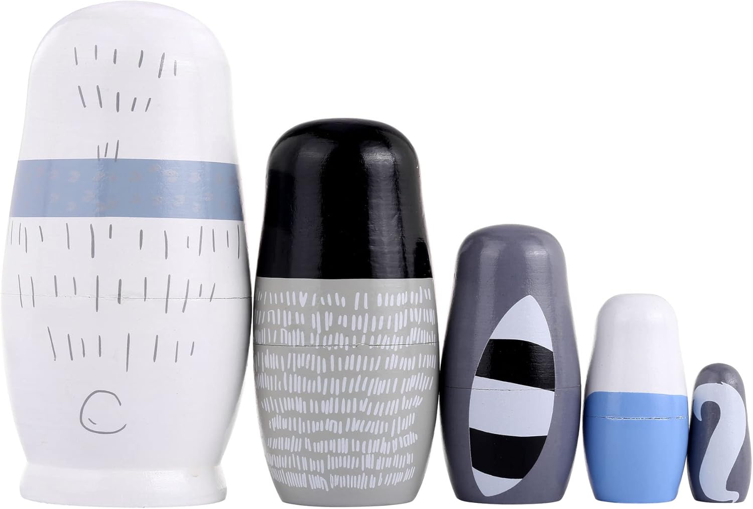 5 muñecas rusas de anidación hechas a mano, de madera, apilables, muñecas rusas Matryoshka para niños y niñas, regalo de deseos de cumpleaños (osos