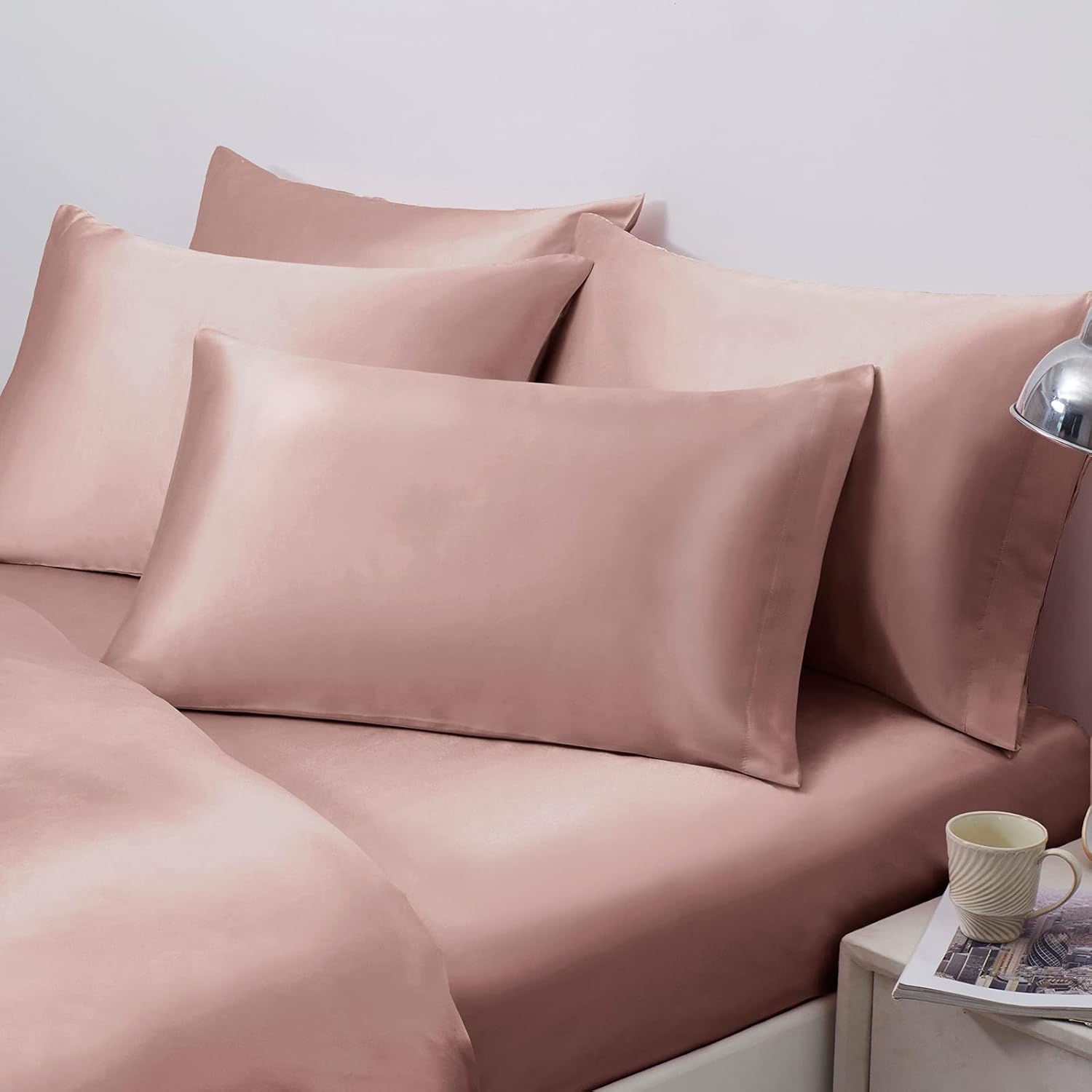 Ersmak Juego de 2 fundas de almohada de satén tamaño Queen, ultra suaves y sedosas para cabello y piel, resistentes a las arrugas a la decoloración
