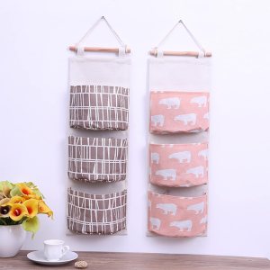 SEIWEI Bolsa de almacenamiento para colgar en la pared, organizador de tela de lino impermeable sobre la puerta con 3 bolsillos para dormitorio, SEIWEI Bolsa de almacenamiento para colgar en la pared, organizador de tela de lino impermeable sobre la puerta con 3 bolsillos para dormitorio,