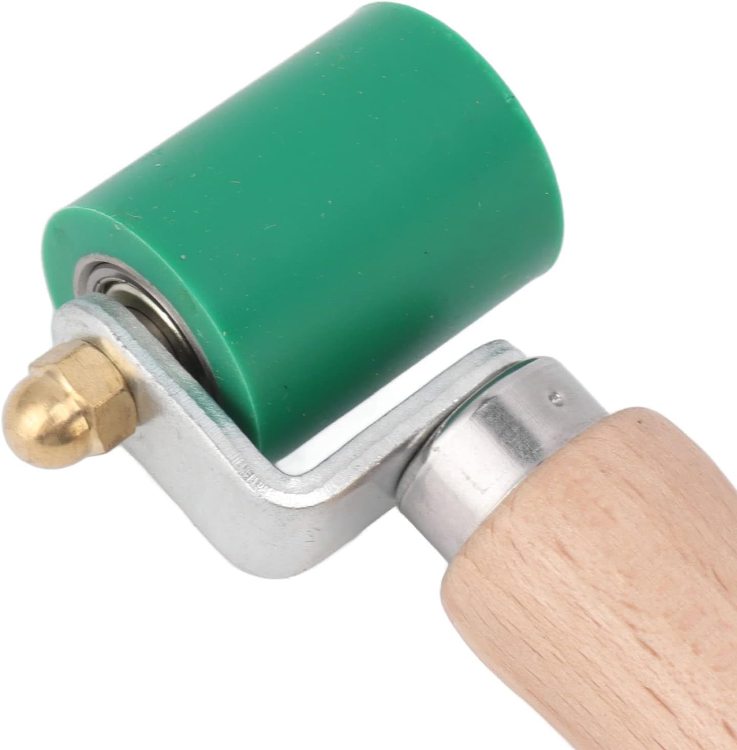 TOPINCN Rodillo de costura de acero para papel tapiz de 1.575 in, rodillo de costura de silicona con mango de madera, rueda de latón de doble uso,
