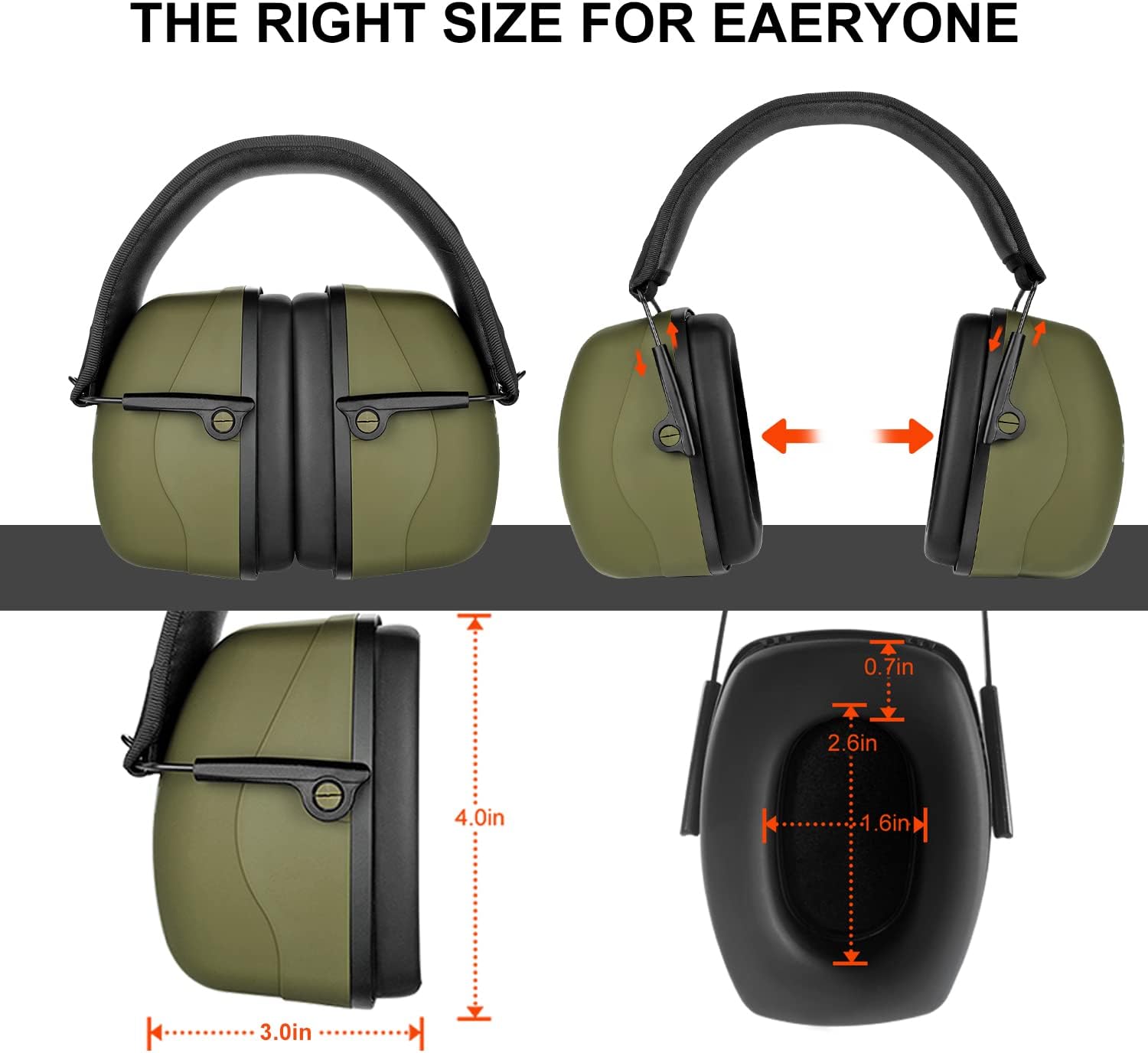 ZOHAN EM028 Orejera pasiva de protección auditiva, protección auditiva reducción de ruido SNR 35dB para rango de armas, caza, construcción