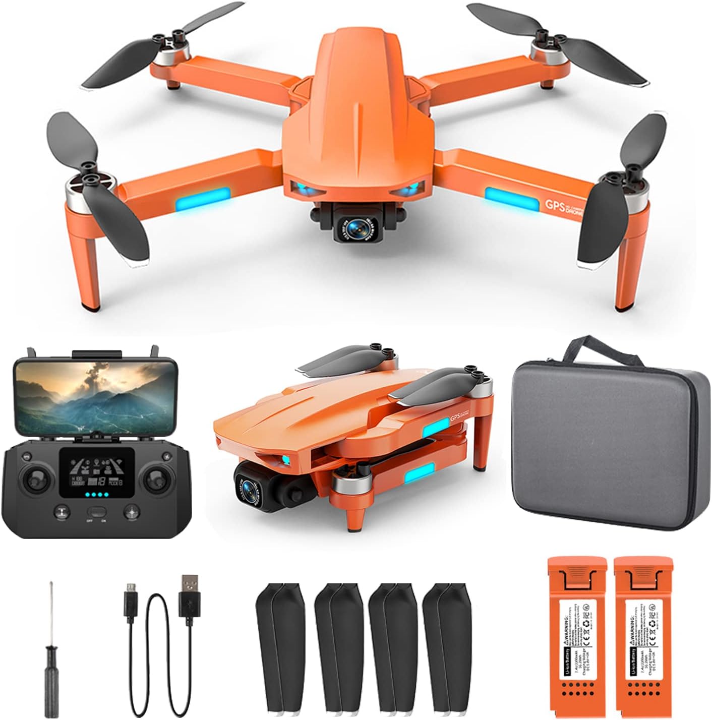 HHD Drones con cámara para adultos 4k, cuadricóptero GPS fácil para principiantes con 40 minutos de tiempo de vuelo, transmisión 5G FPV, retorno