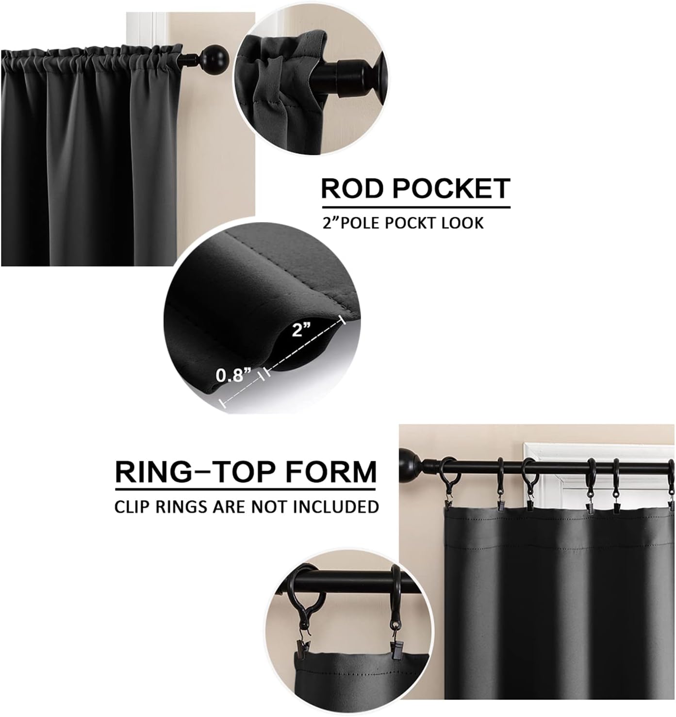 XTMYI Cortinas opacas para ventana pequeña de cocina de 24 pulgadas sobre el fregadero, persianas opacas impermeables para ventanas de cámper,